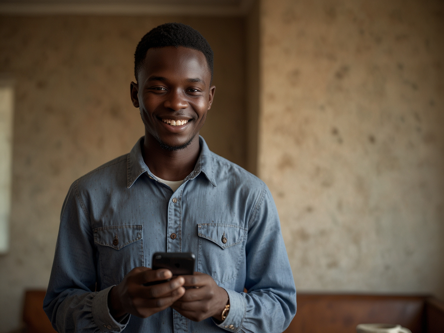 Happy user completing registration on mobile