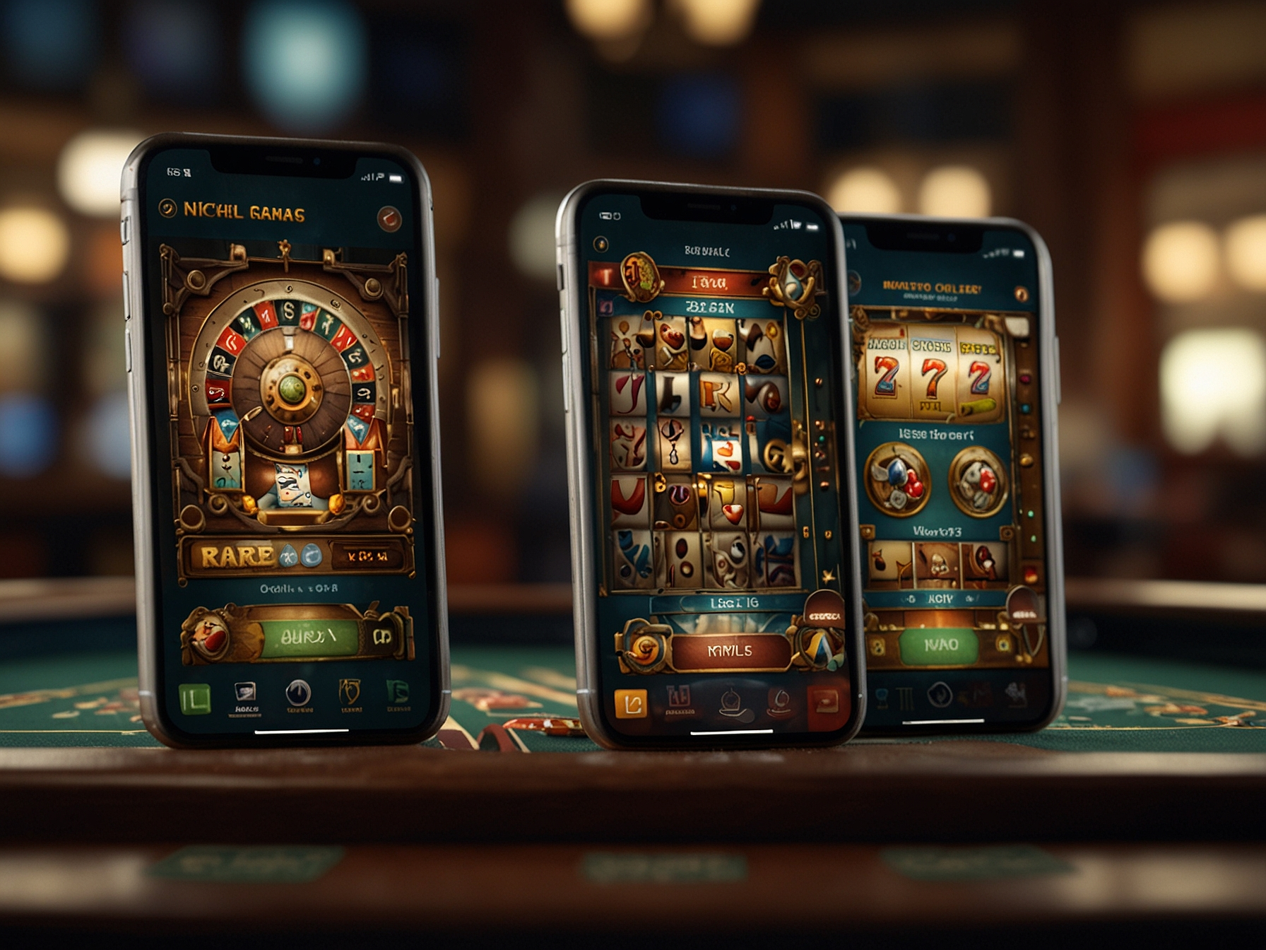 Mobile gaming preview showing slot and live table